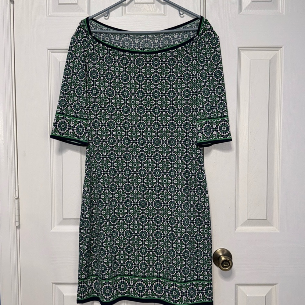 Women’s Navy and Green Patterned Dress